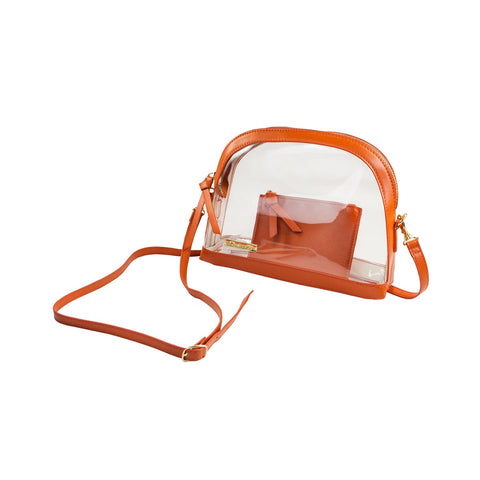 Half Moon Crossbody - Burnt Orange and Clear