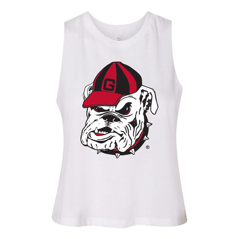 University of Georgia Endzone Women's Racerback Crop Tank in White