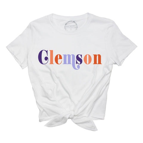 Clemson Game On Front Knot Tee