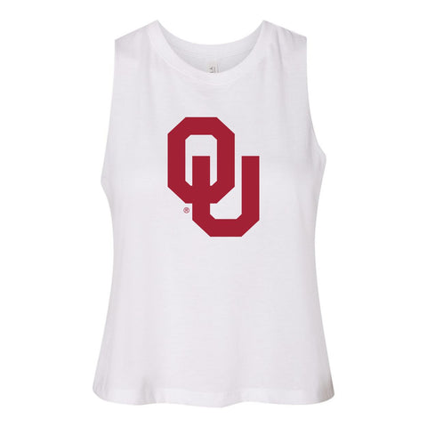 University of Oklahoma Endzone Women's Racerback Crop Tank in White