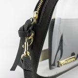 Half Moon Crossbody - Gray Suede and Clear