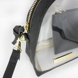 Half Moon Crossbody - Gray Suede and Clear