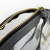 Half Moon Crossbody - Gray Suede and Clear