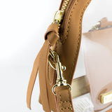 Half Moon Crossbody - Camel and Clear