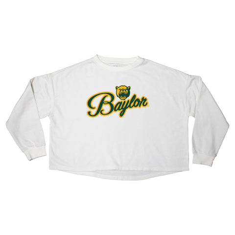 Blitz Script Crop Crewneck in Baylor University
