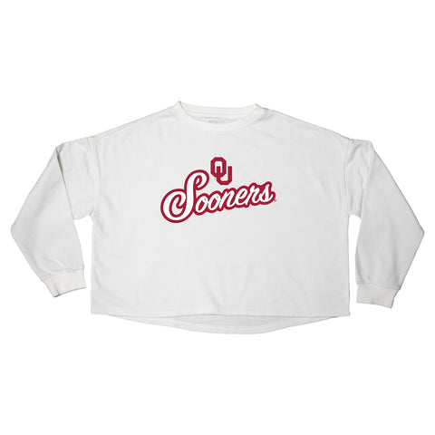 Blitz Script Crop Crewneck in University of Oklahoma