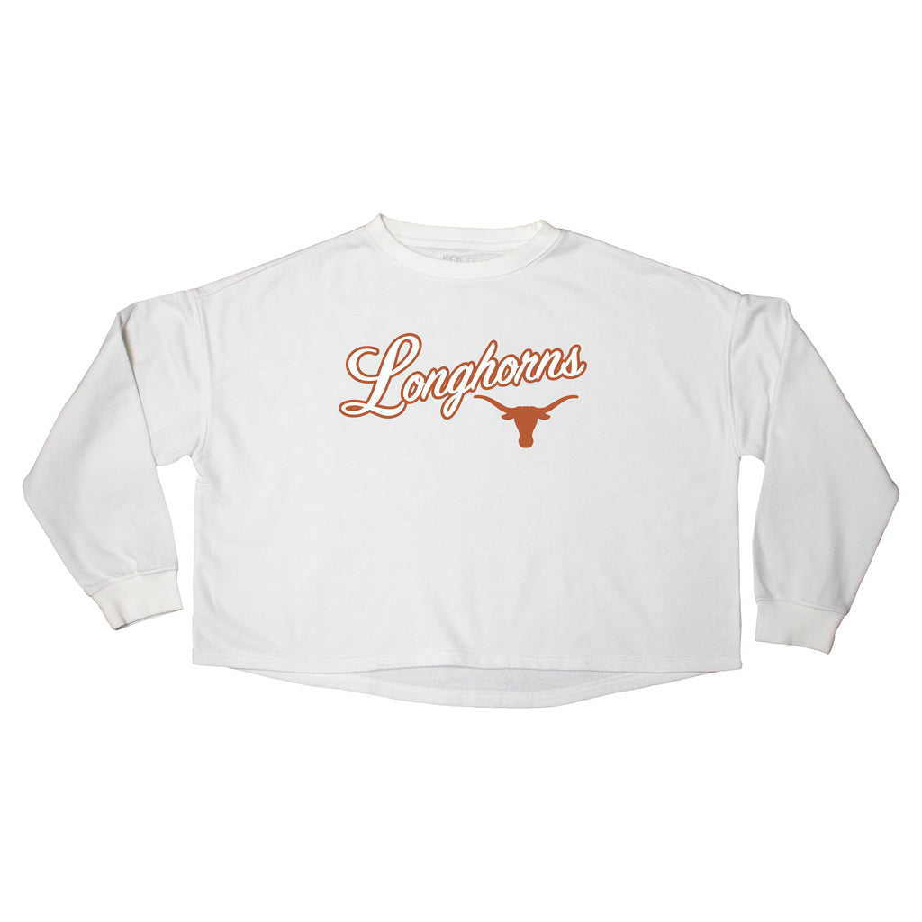 Blitz Script Crop Crewneck in University of Texas