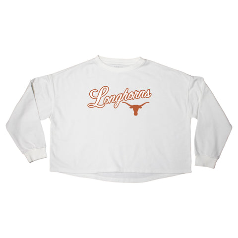Blitz Script Crop Crewneck in University of Texas