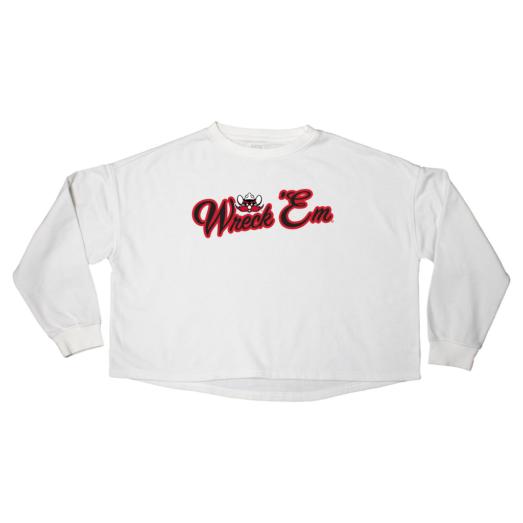 Blitz Script Crop Crewneck in Texas Tech University