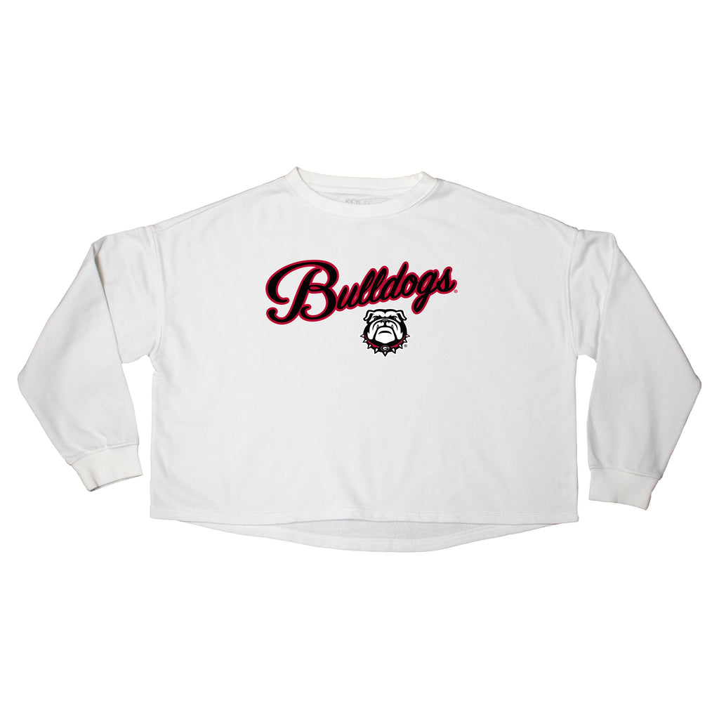 Blitz Script Crop Crewneck in University of Georgia