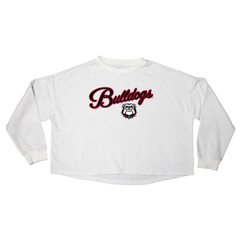 Blitz Script Crop Crewneck in University of Georgia