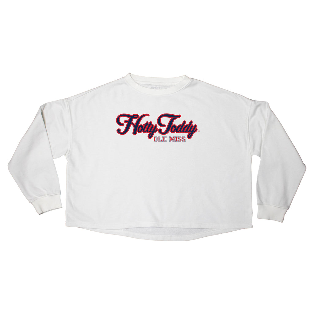 Blitz Script Crop Crewneck in University of Mississippi