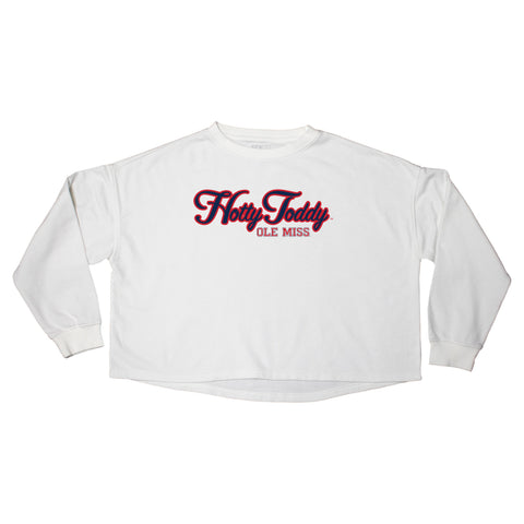 Blitz Script Crop Crewneck in University of Mississippi
