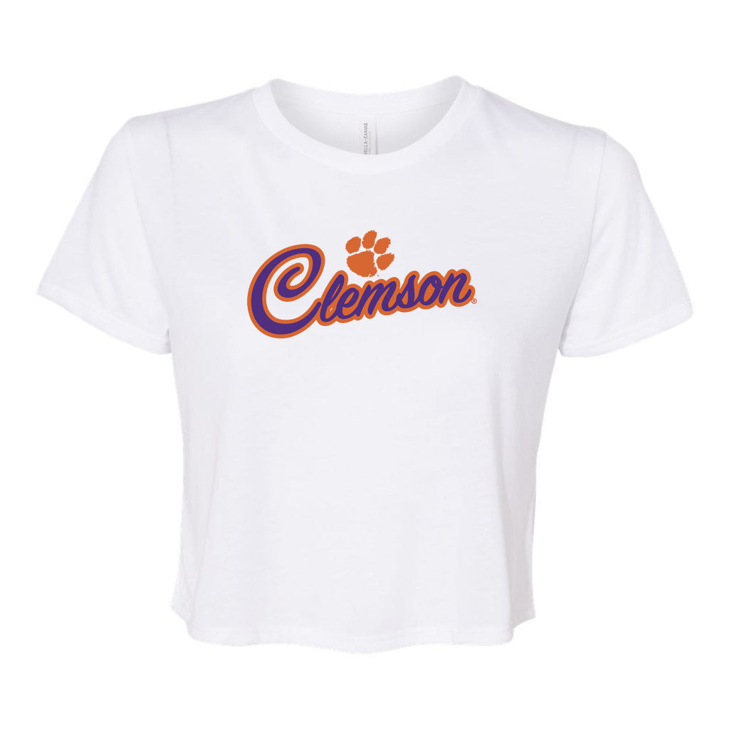 Blitz Script Crop Short Sleeve T-shirt in Clemson University