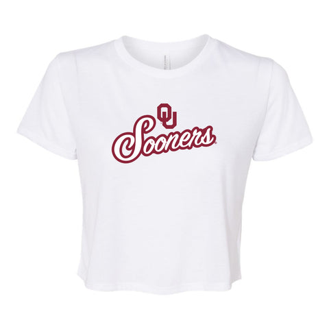 Blitz Script Crop Short Sleeve T-shirt in University of Oklahoma