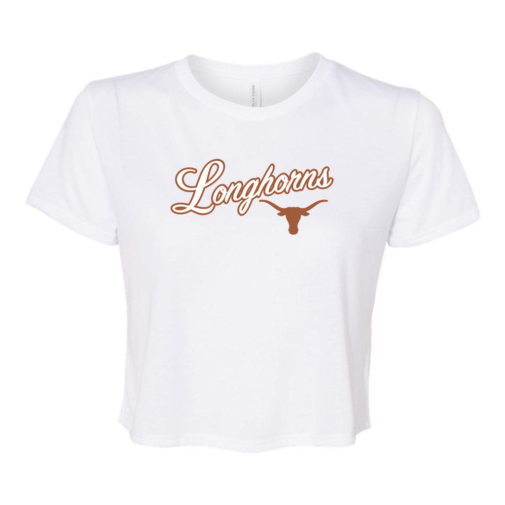 Blitz Script Crop Short Sleeve T-shirt in University of Texas