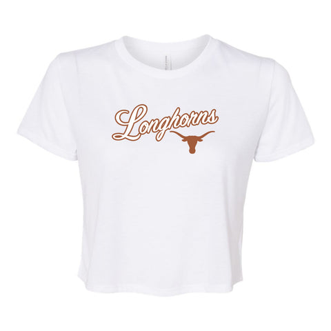 Blitz Script Crop Short Sleeve T-shirt in University of Texas