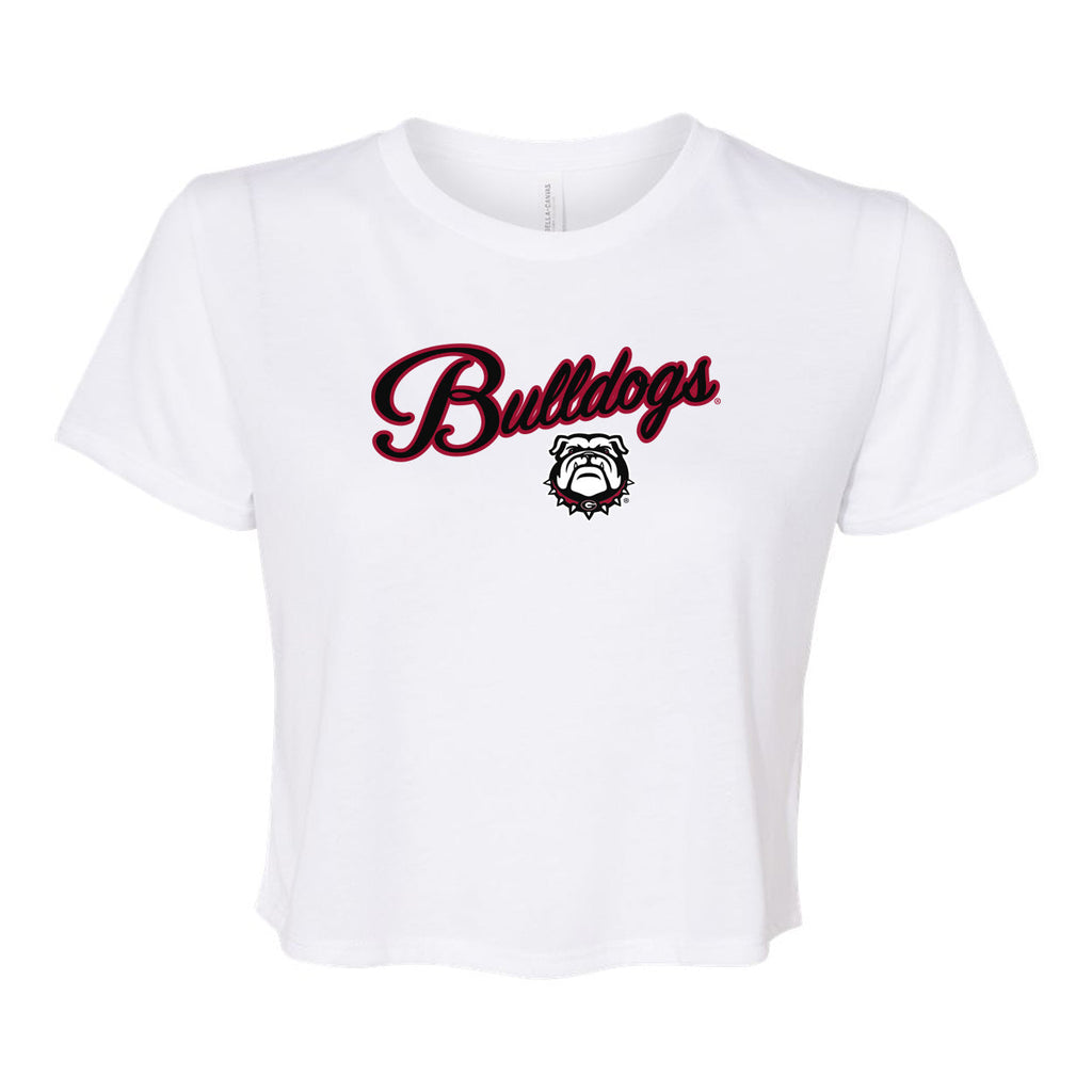 Blitz Script Crop Short Sleeve T-shirt in University of Georgia