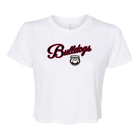 Blitz Script Crop Short Sleeve T-shirt in University of Georgia