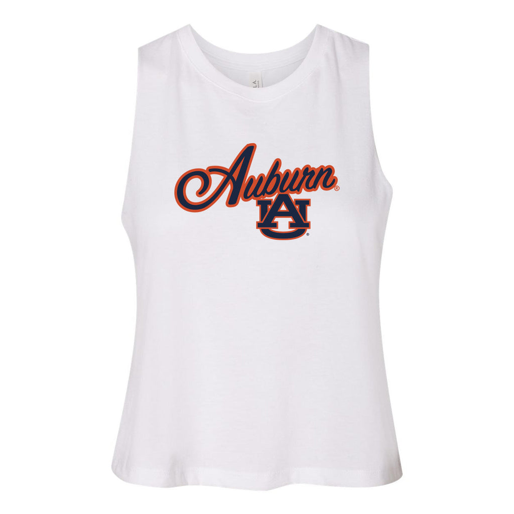 Blitz Script Women's Racerback Crop Tank in Auburn University