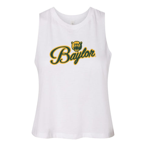Blitz Script Women's Racerback Crop Tank in Baylor University