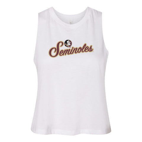 Blitz Script Women's Racerback Crop Tank in Florida State University