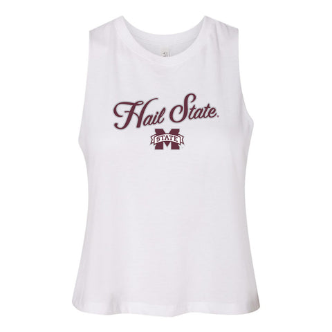 Blitz Script Women's Racerback Crop Tank in Mississippi State University