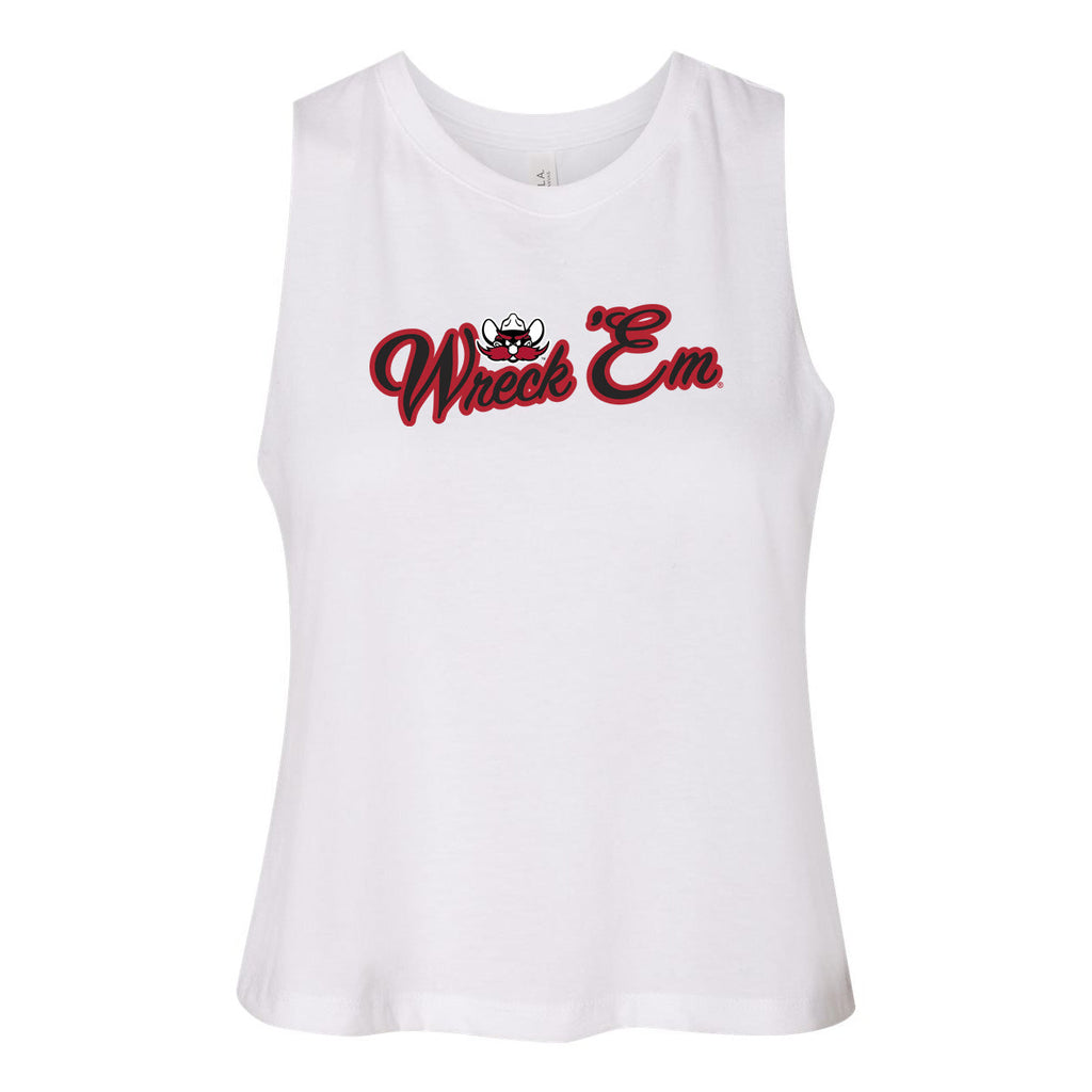 Blitz Script Women's Racerback Crop Tank in Texas Tech University