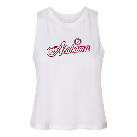 Blitz Script Women's Racerback Crop Tank in University of Alabama