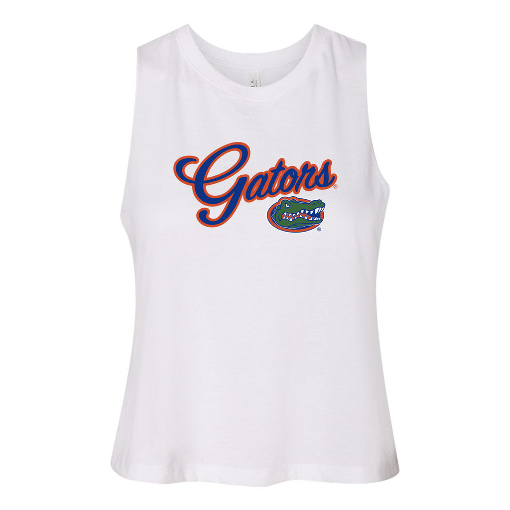 Blitz Script Women's Racerback Crop Tank in University of Florida