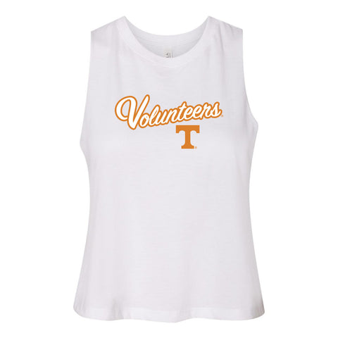 Blitz Script Women's Racerback Crop Tank in University of Tennessee