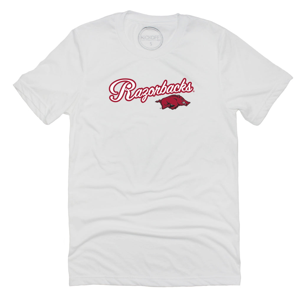 Blitz Script Short Sleeve T-shirt in University of Arkansas