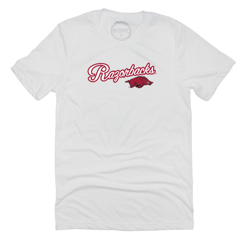Blitz Script Short Sleeve T-shirt in University of Arkansas