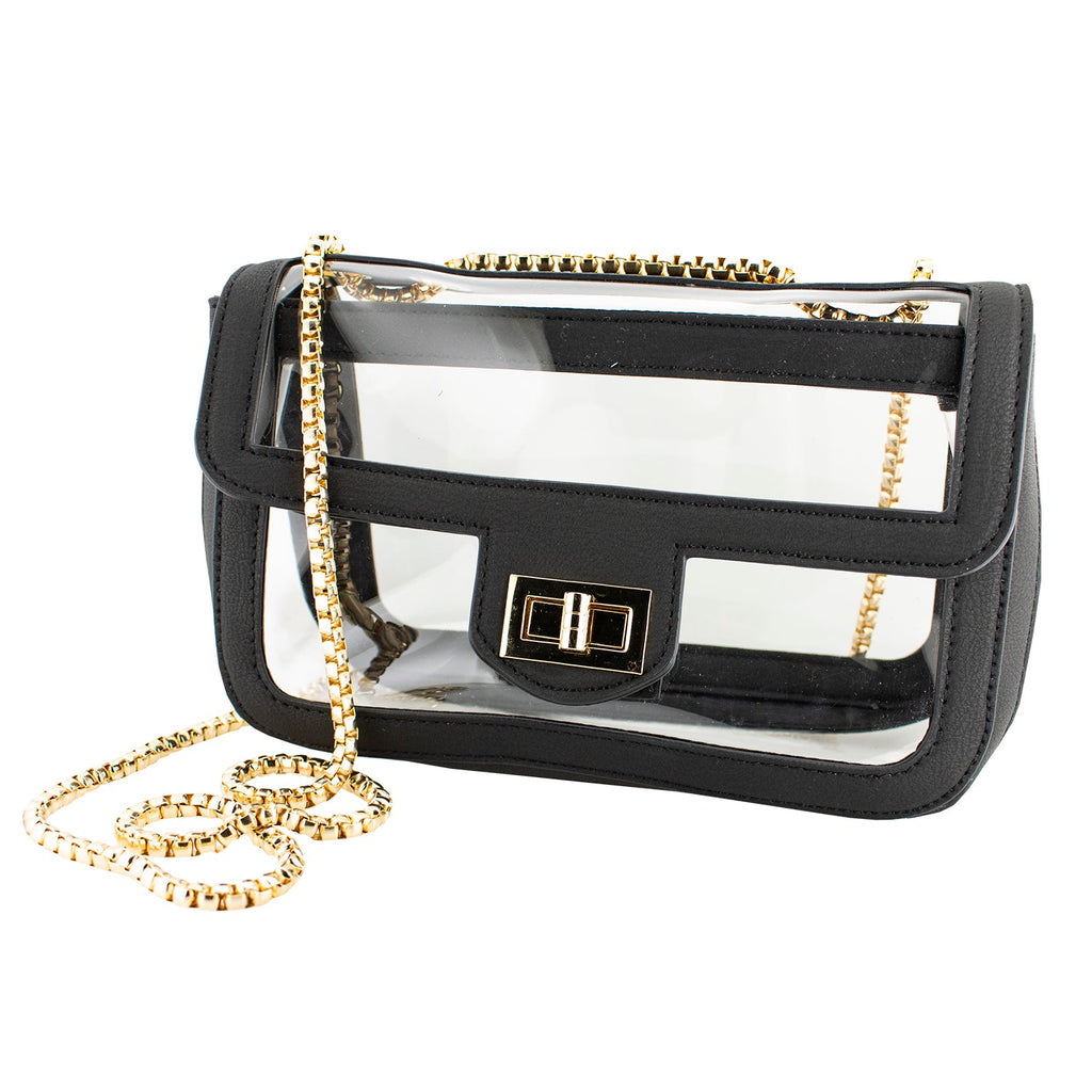 Convertible Crossbody - Clear Bag with Black and Gold Accents
