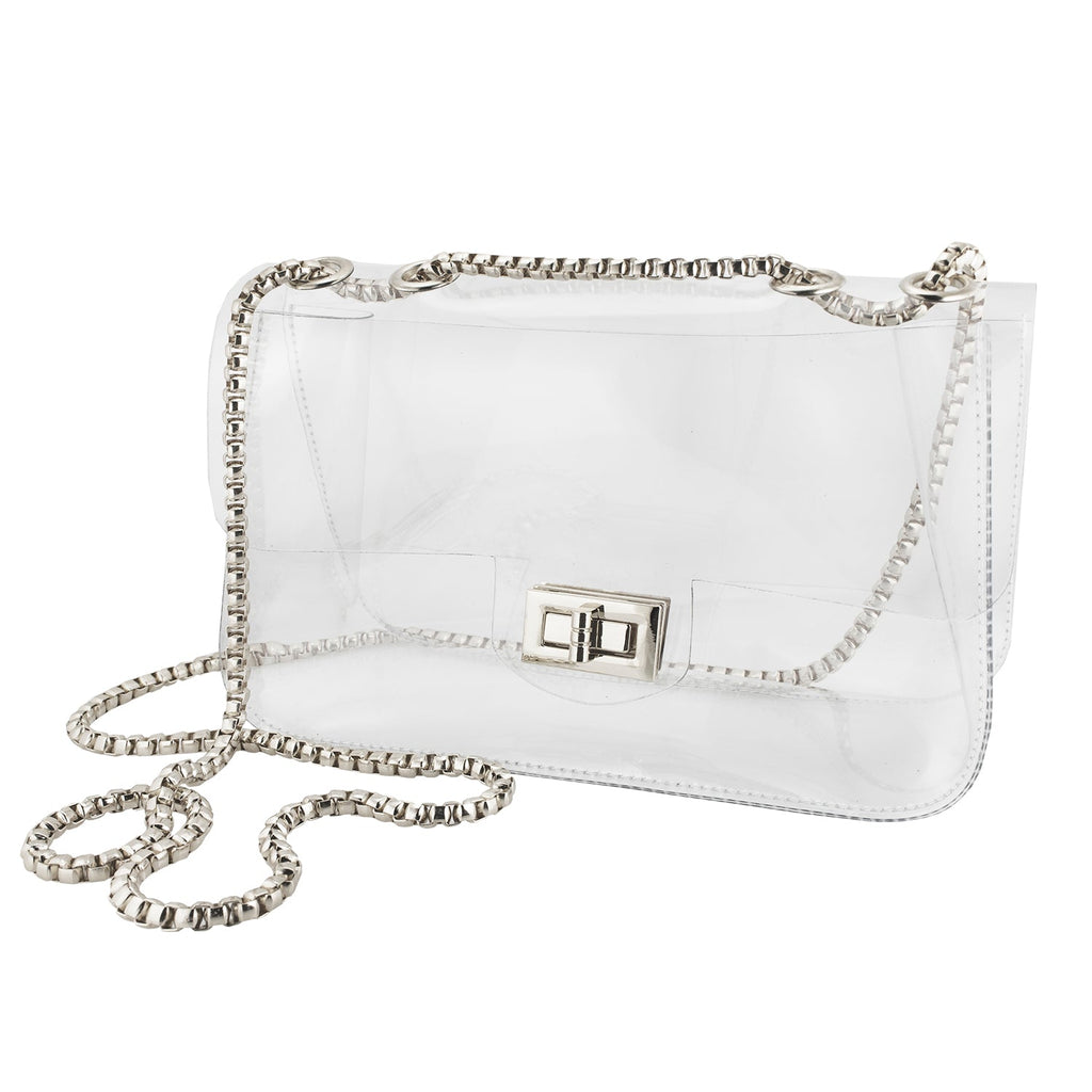 Convertible Crossbody - Clear Bag with Silver Hardware