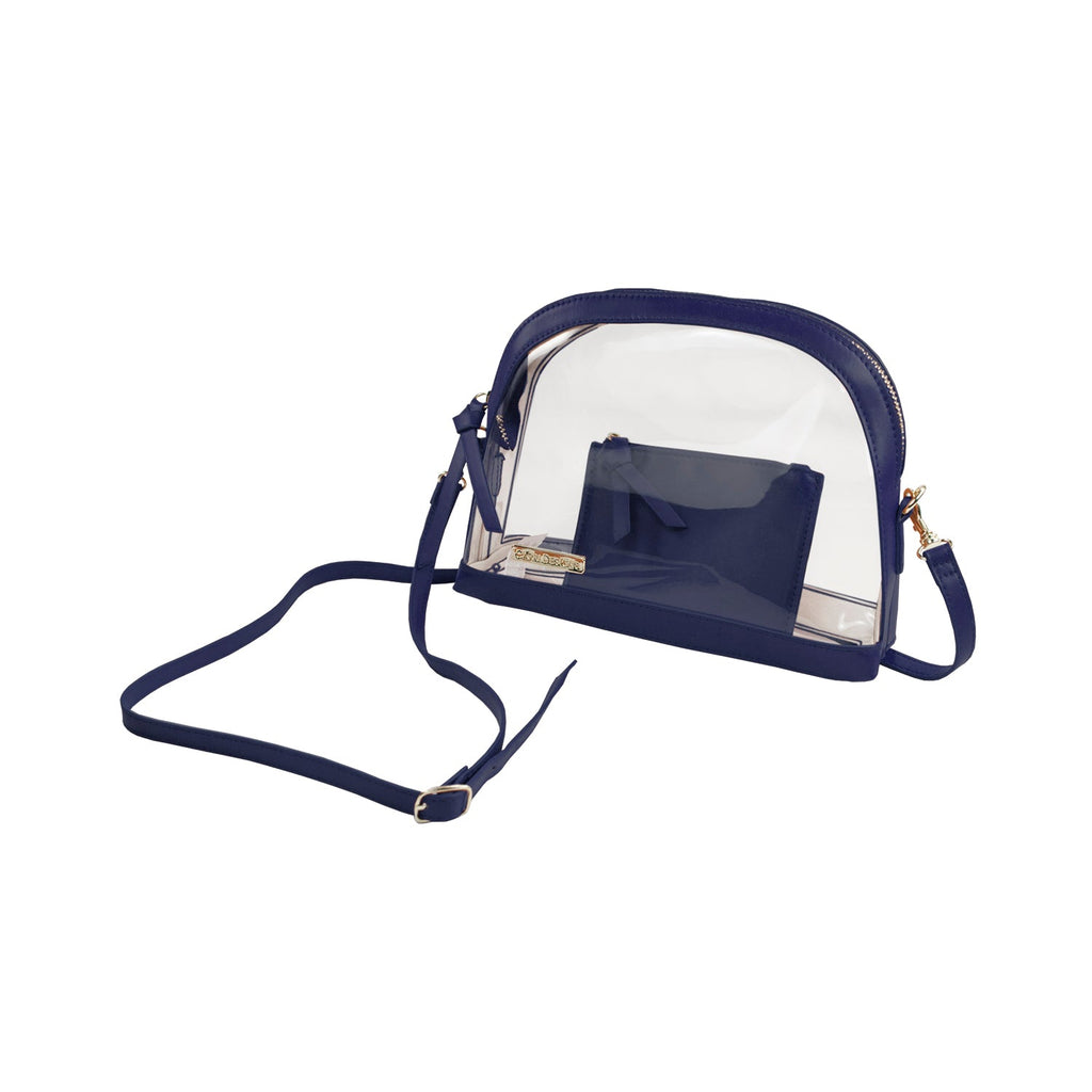 Half Moon Crossbody - Clear Bag with Navy Accents