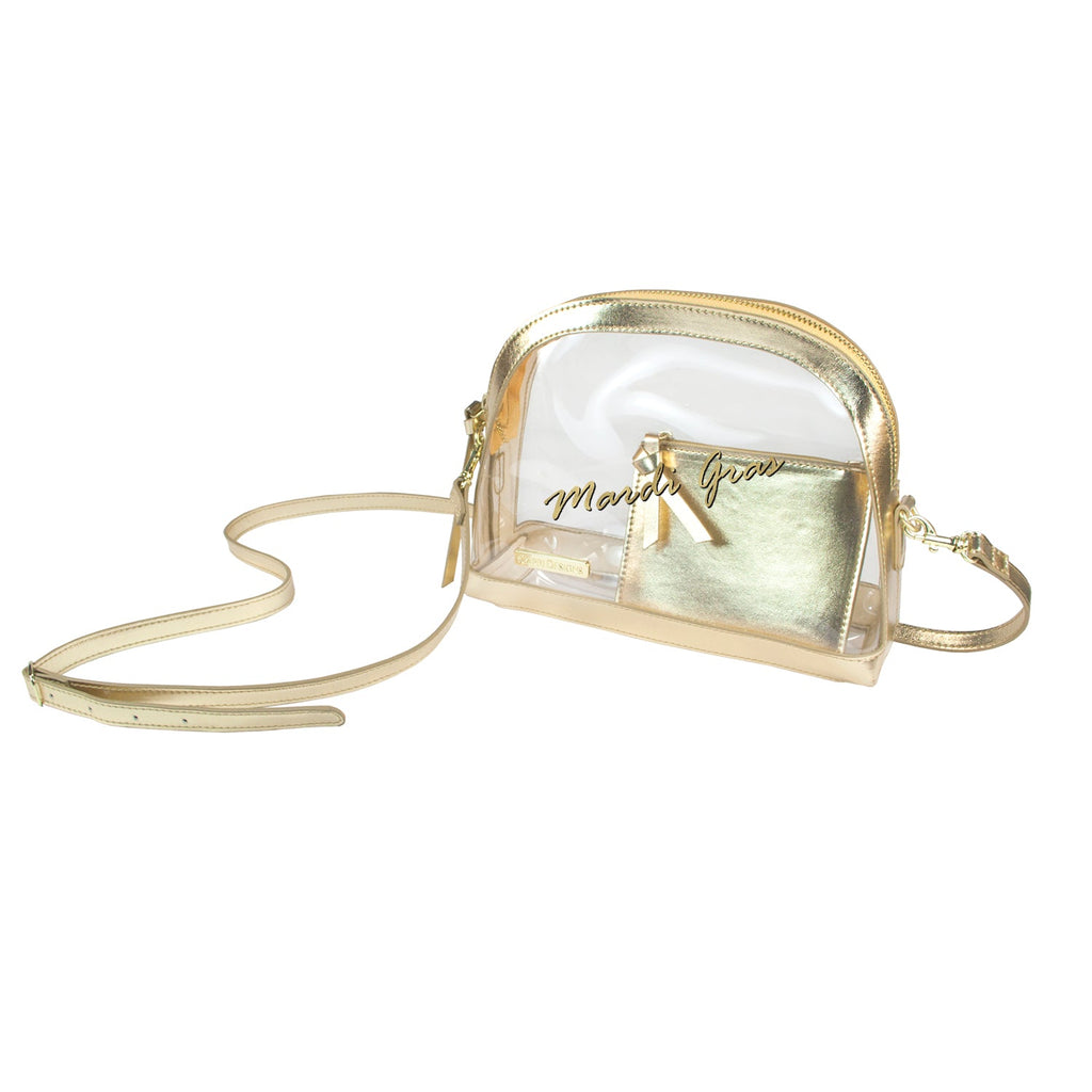Half Moon Crossbody - Mardi Gras Custom Print (Gold)