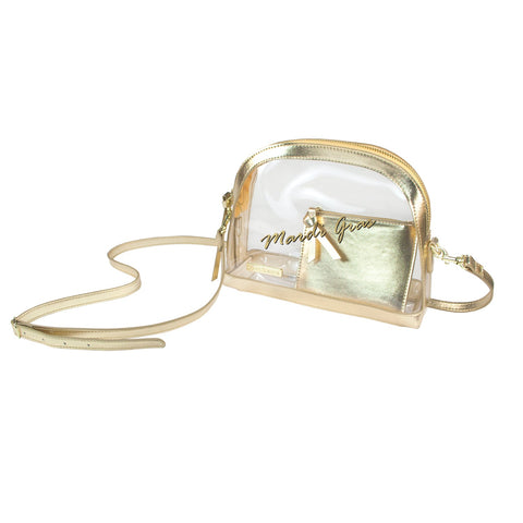 Half Moon Crossbody - Mardi Gras Custom Print (Gold)
