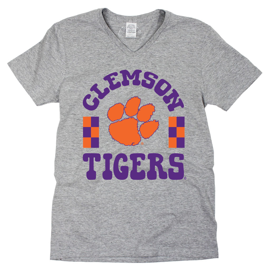 Fancy Fieldgoal V-neck Short Sleeve T-shirt in Clemson University