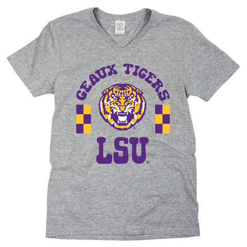 Fancy Fieldgoal V-neck Short Sleeve T-shirt in Louisiana State University