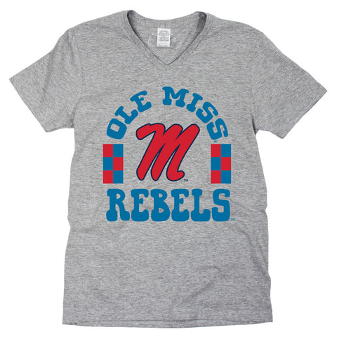 Fancy Fieldgoal V-neck Short Sleeve T-shirt in University of Mississippi