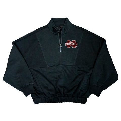 Varsity Patch Quarter-Zip Fleece Pullover in Mississippi State University