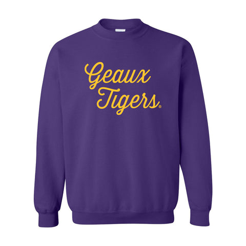 Sideline Script Crewneck Fleece in Louisiana State University