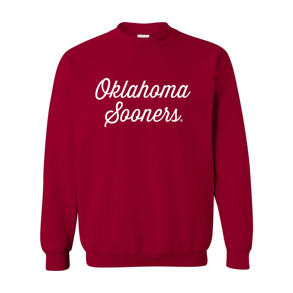 Sideline Script Crewneck Fleece in University of Oklahoma