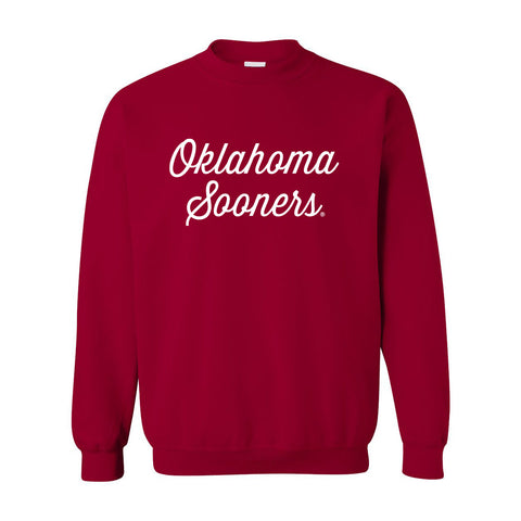 Sideline Script Crewneck Fleece in University of Oklahoma