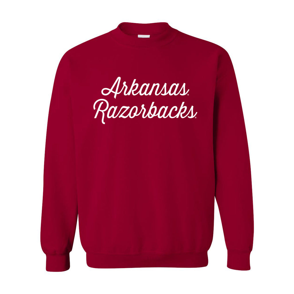 Sideline Script Crewneck Fleece in University of Arkansas
