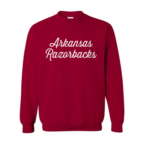 Sideline Script Crewneck Fleece in University of Arkansas