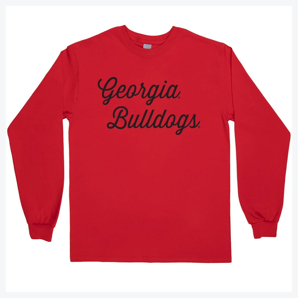 Sideline Script Long Sleeve T-Shirt in University of Georgia