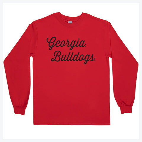 Sideline Script Long Sleeve T-Shirt in University of Georgia