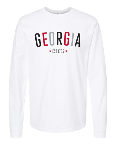 University of Georgia Star Arch Long Sleeve Tee in White